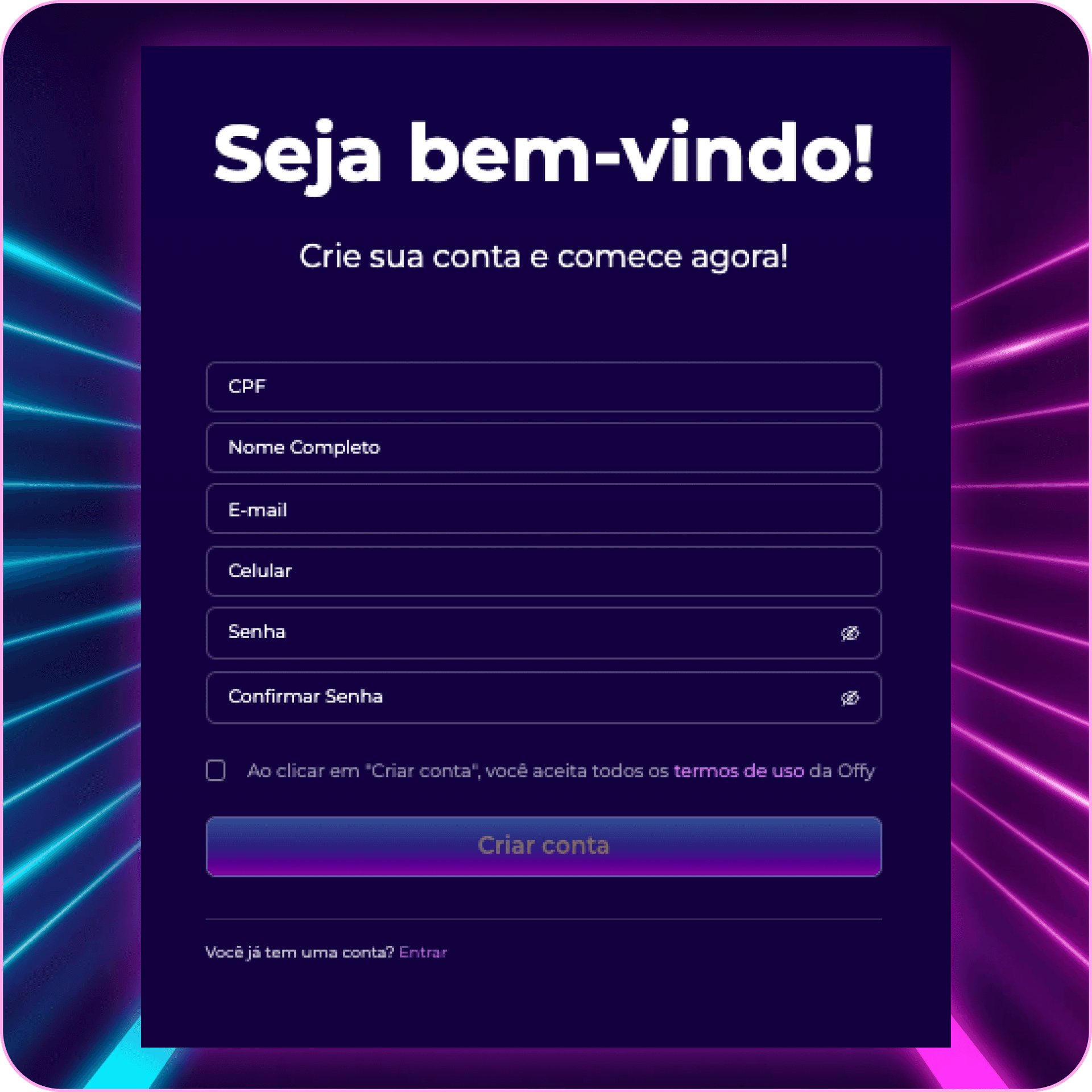 Tela de cadastro